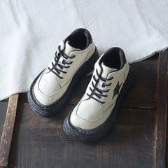 Women Retro Casual Leather Thick Soled Ankle Boots Newgew Shoes