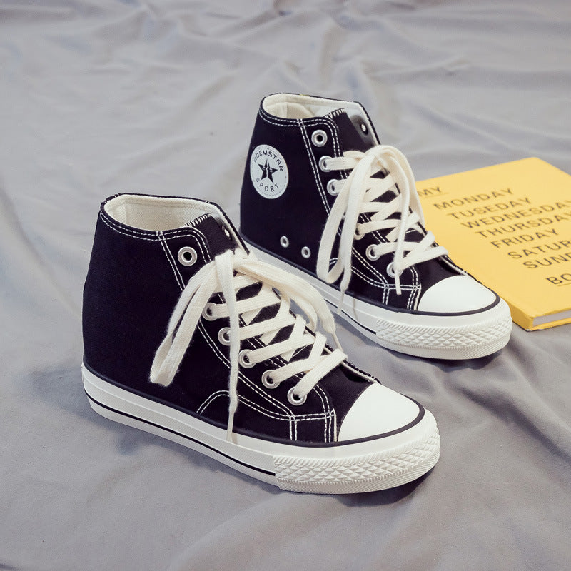 Women's Summer Thick Bottom Height Increasing Insole Canvas Shoes Newgew