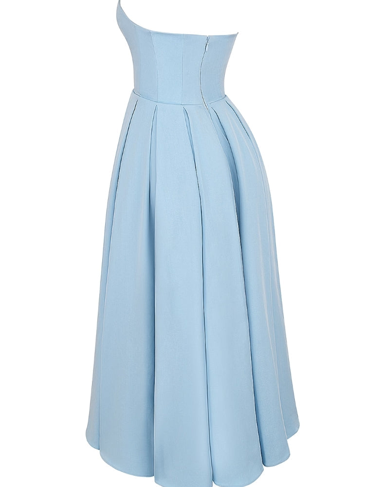 Tuscan Blue Strapless Midi Sundress Newgew Dresses