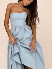 Tuscan Blue Strapless Midi Sundress Newgew Dresses