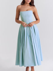 Tuscan Blue Strapless Midi Sundress Newgew Dresses