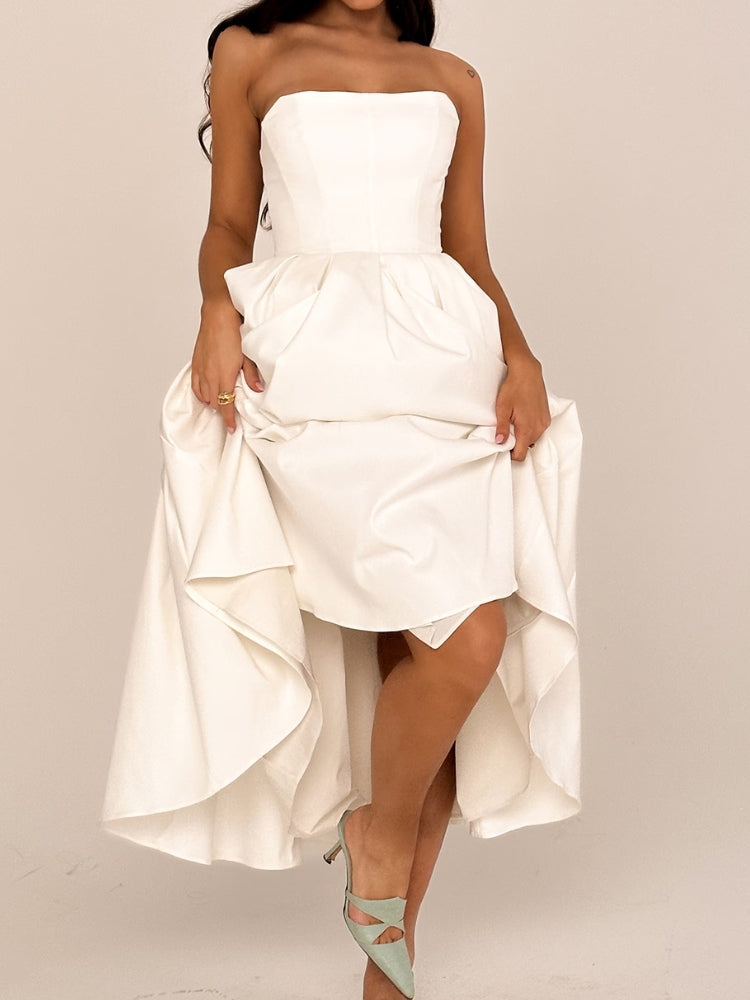 White Strapless Midi Sundress Newgew Dresses
