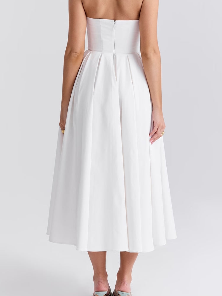 White Strapless Midi Sundress Newgew Dresses