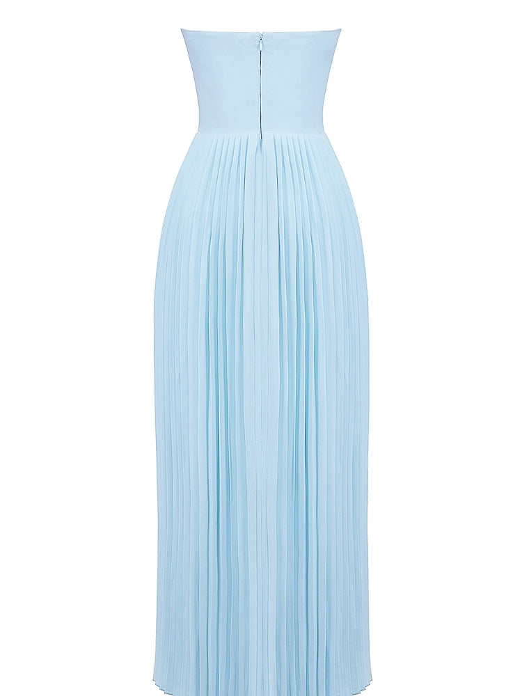 Ocean Blue Pleated Maxi Dress Newgew Dresses