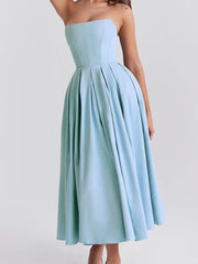Tuscan Blue Strapless Midi Sundress Newgew Dresses