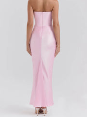 Pink Strapless Bustier Maxi Dress Newgew Dresses