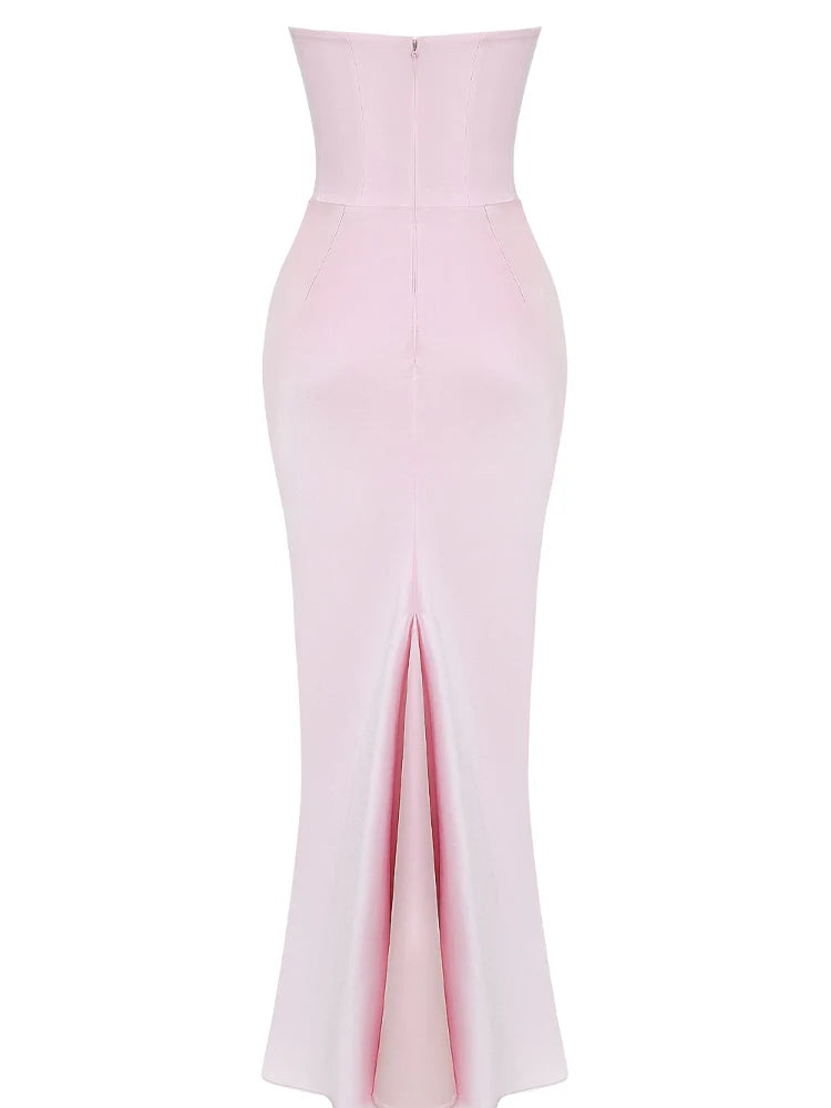 Pink Strapless Bustier Maxi Dress Newgew Dresses