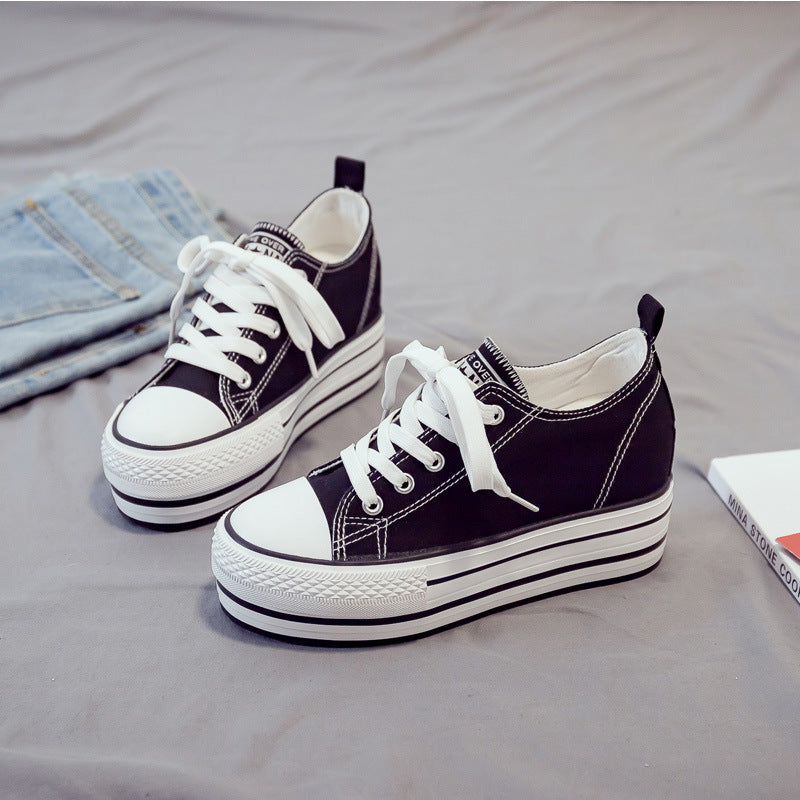 Women's Spring Versatile Korean Style Platform Canvas Shoes Newgew