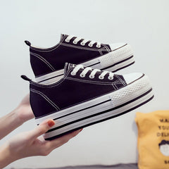 Women's Spring Versatile Korean Style Platform Canvas Shoes Newgew