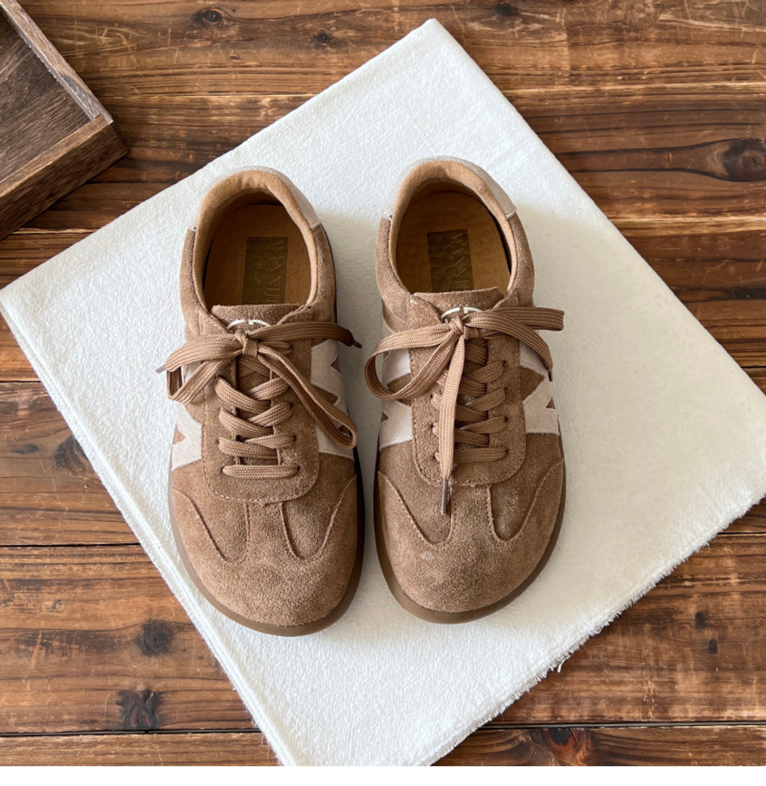Women Retro Suede Leather Soft Flat Casual Training Shoes Newgew Shoes