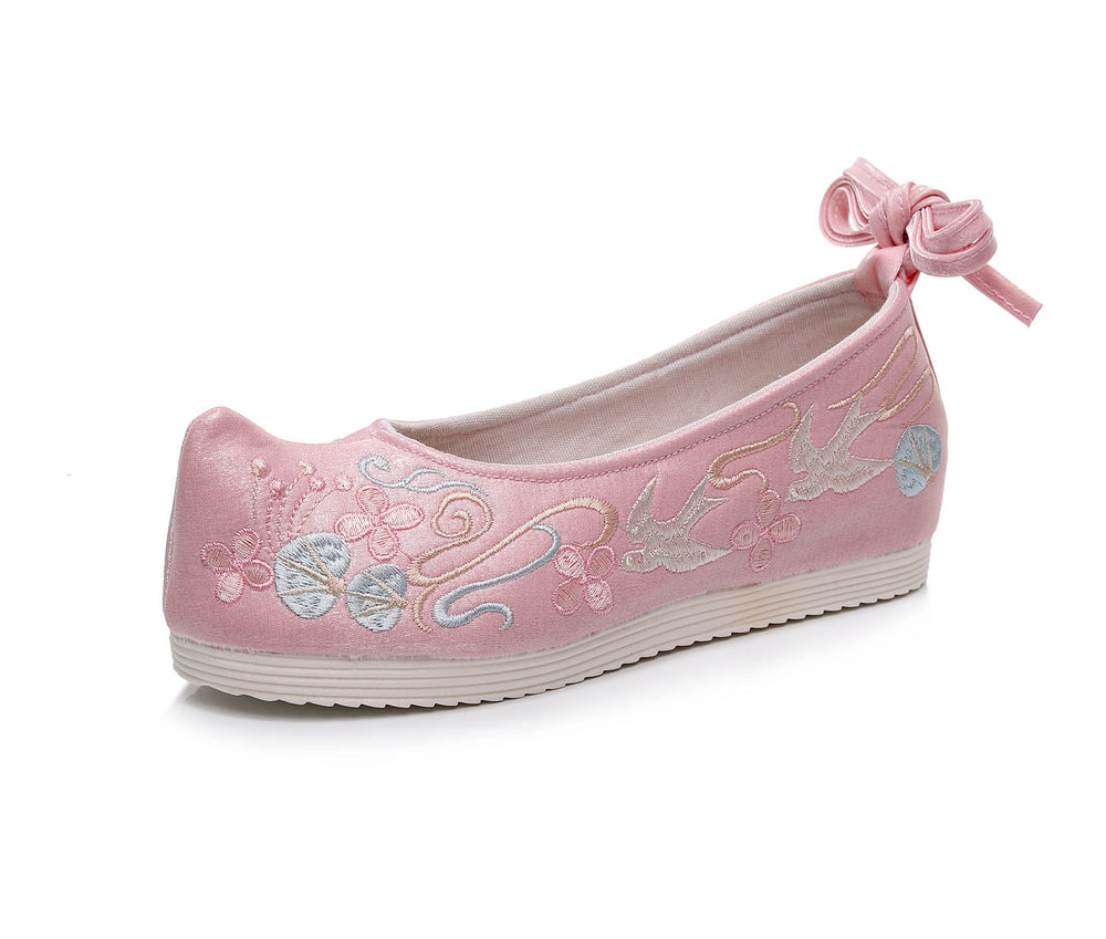 Women's The Han Clothing Ancient Style Embroidered Chinese Bow Canvas Shoes Newgew