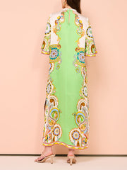 Unique Cashew Floral Print Loose Midi Dress Newgew Dresses