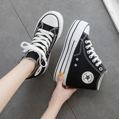 Women's Height Increasing Insole Korean Style Canvas Shoes Newgew