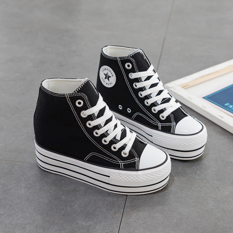 Women's Height Increasing Insole Korean Style Canvas Shoes Newgew