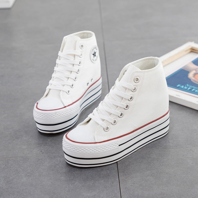 Women's Height Increasing Insole Korean Style Canvas Shoes Newgew