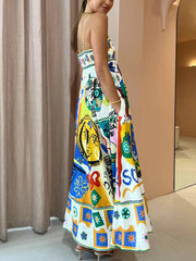 Chic Geometric Graffiti Prints Slip Dress Newgew Dresses