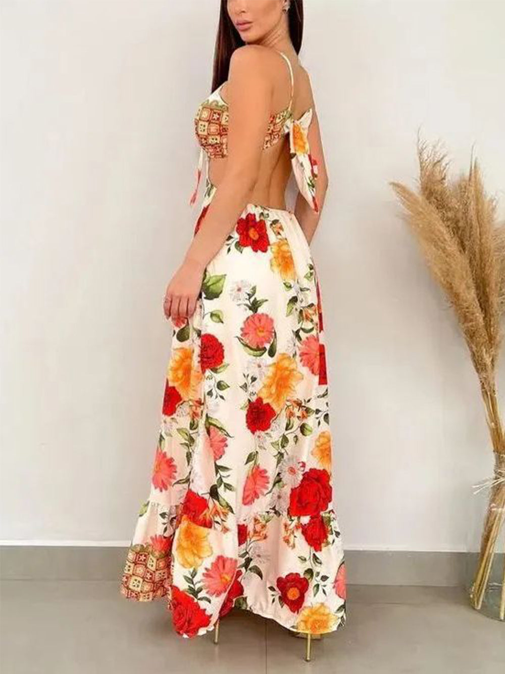 Hollow Backless Slim Print Dress Newgew Dresses