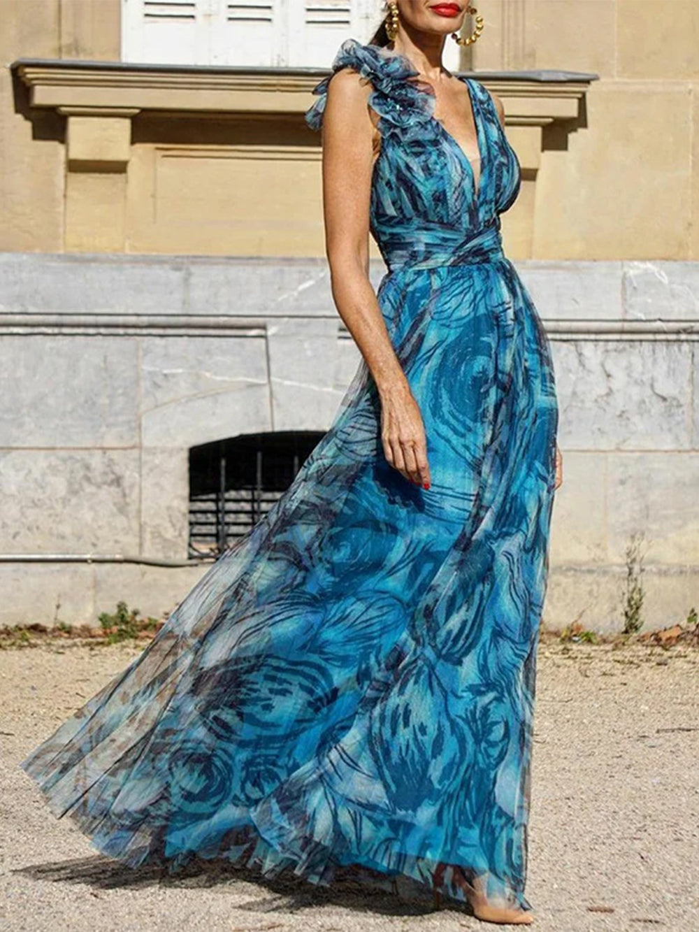 Swing Print Maxi Sleeveless Dress Newgew Dresses