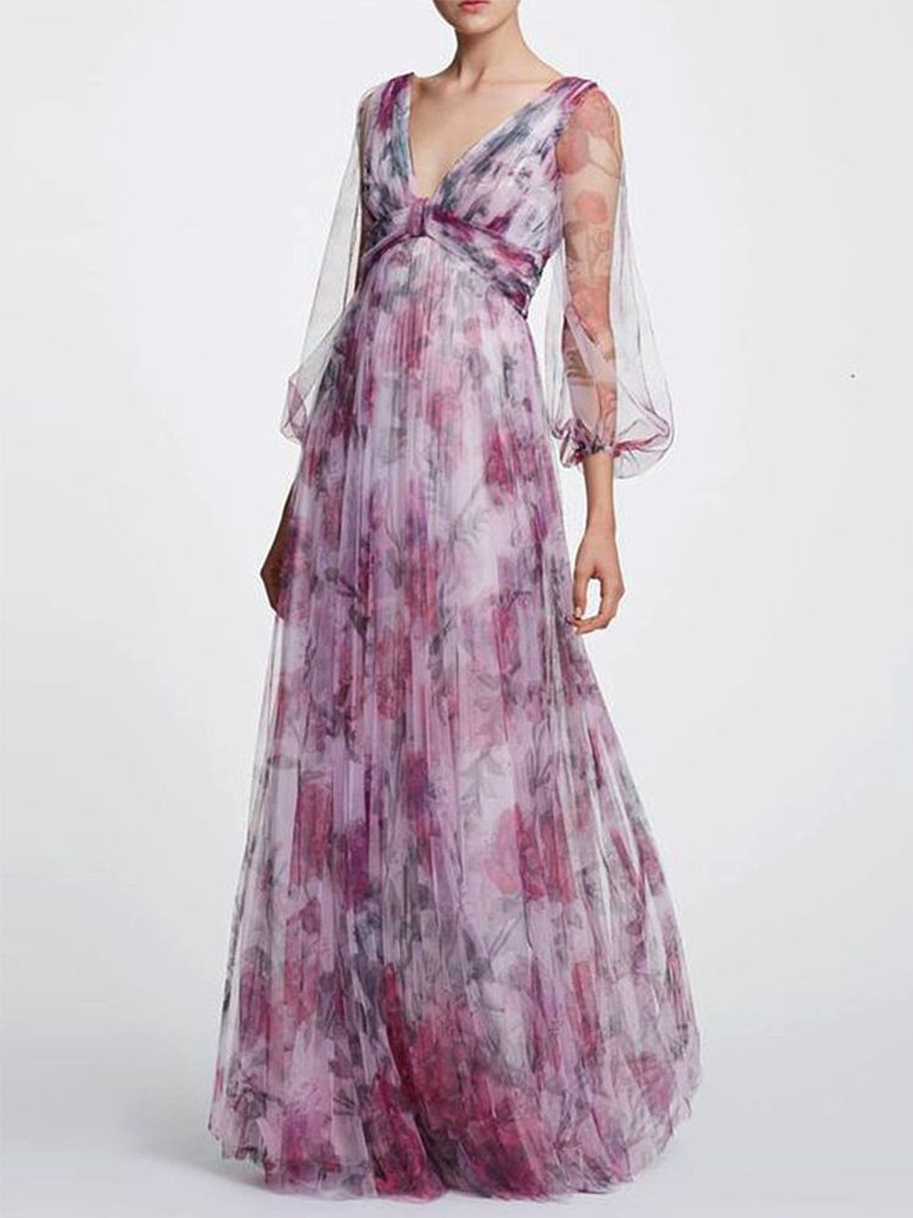 Printed Chiffon Maxi Dress Newgew Dresses