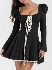 Lace Strap A-Hem Mini Dress Newgew Dresses