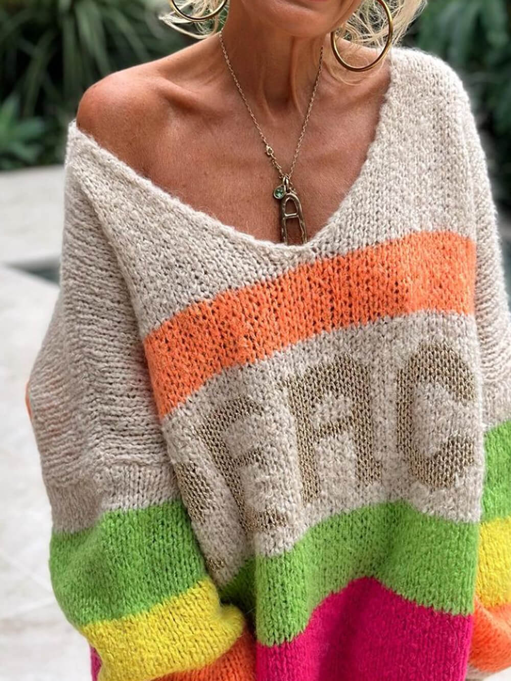 Bohemian Casual Pullover Sweater Newgew Dresses