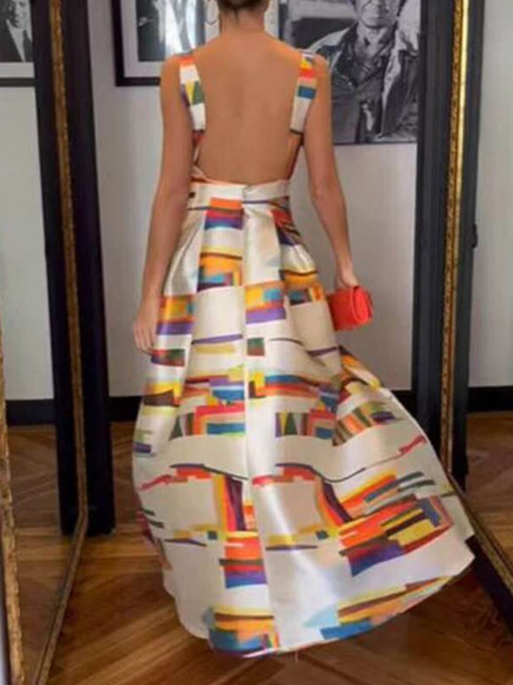 Elegant Sleeveless Backless Printed Party Maxi Dress Newgew Dresses