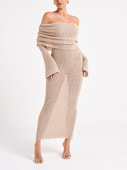 Off Shoulder Boucle Maxi Dress Newgew Dresses