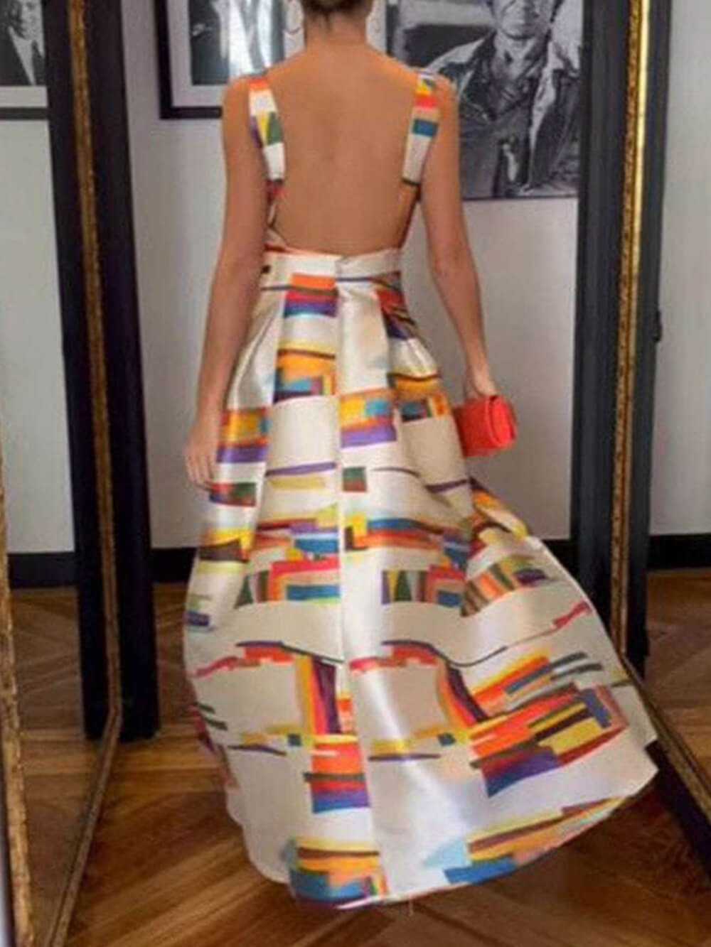 Elegant Sleeveless Backless Printed Party Maxi Dress Newgew Dresses