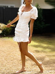 Hip-Hugging Pleated Mini Dress Newgew Dresses