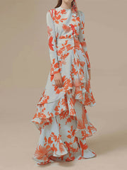 Irregular Long Dress With Ruffles Newgew Dresses