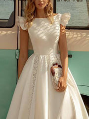 Solid Color Elegant Puff Midi Dress Newgew Dresses
