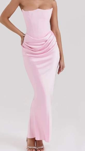 Pink Strapless Bustier Maxi Dress Newgew Dresses