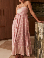 Featured Loose Polka Dot Stripe Patchwork Maxi Dress Newgew Dresses