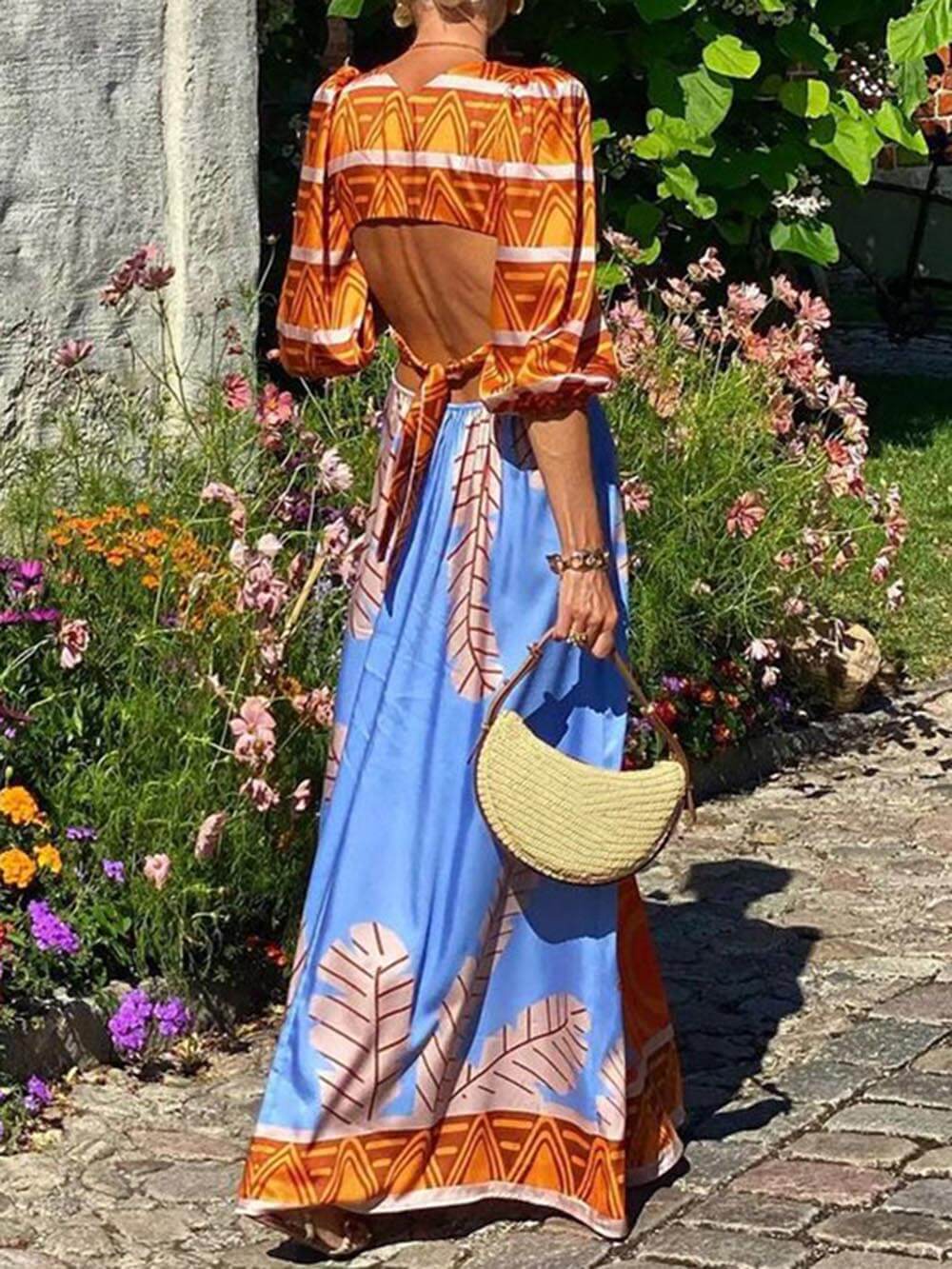 Unique Ethnic Print Bohemian Maxi Dress Newgew Dresses