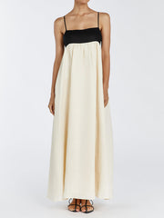 Loose Suspender Black And White Patchwork Maxi Dress Newgew Dresses