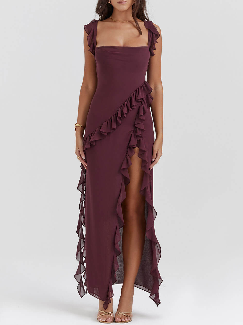 Mulberry Ruffle Maxi Dress Newgew Dresses