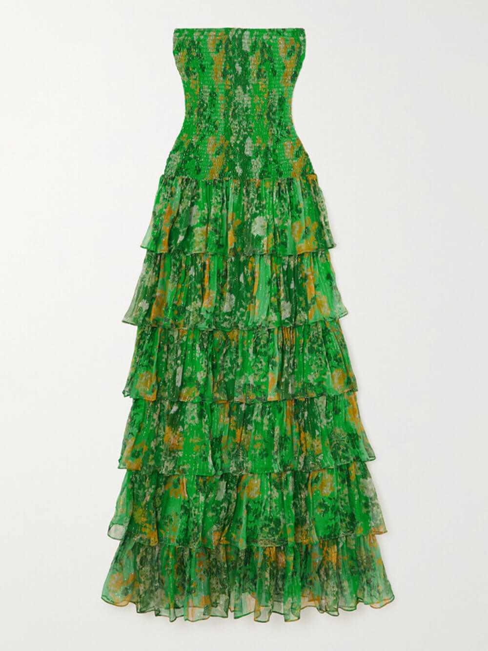 Strapless Layered Bandeau Floral Print Maxi Dress Newgew Dresses