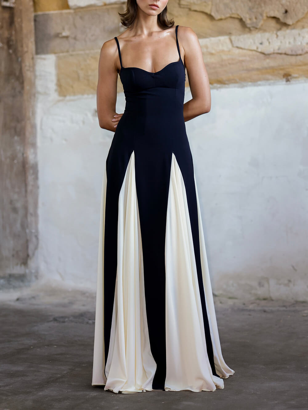 Elegance Panelled Tulle A-line Slip Maxi Dress Newgew Dresses