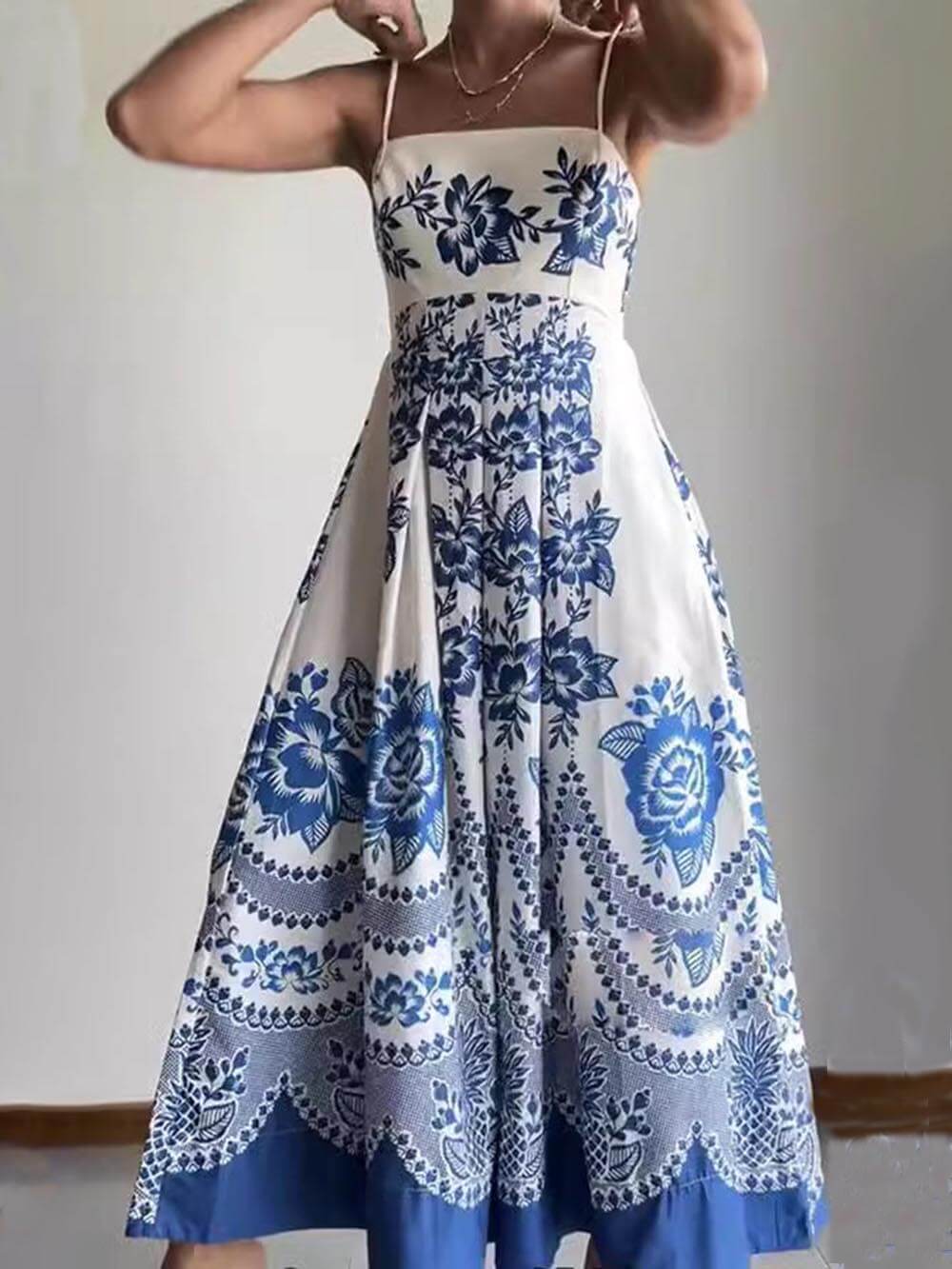Floral Ethnic Print Back Smocked Loose Miaxi Dress Newgew Dresses