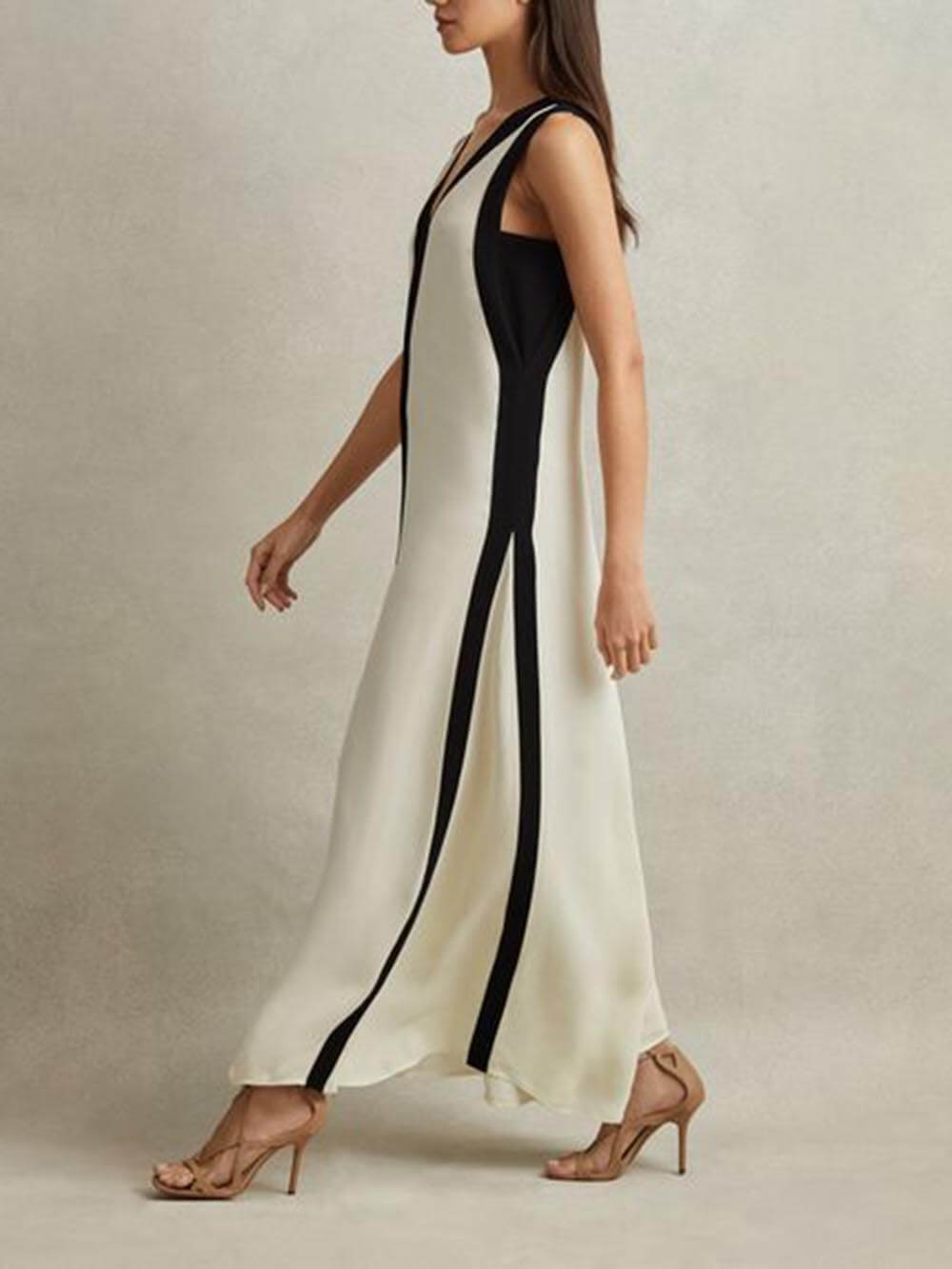 Reversible Style Colorblock A-Line Maxi Dress Newgew Dresses