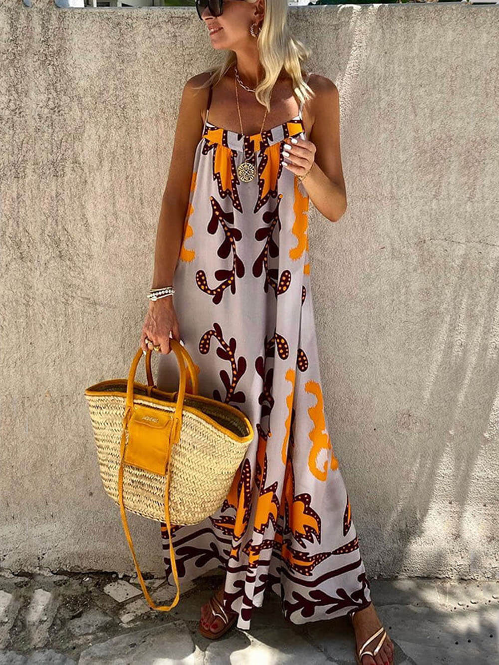Ethnic Printed Loose Cami Dress Newgew Dresses