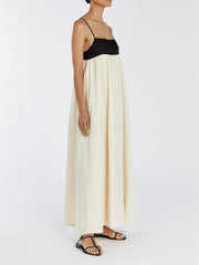 Loose Suspender Black And White Patchwork Maxi Dress Newgew Dresses