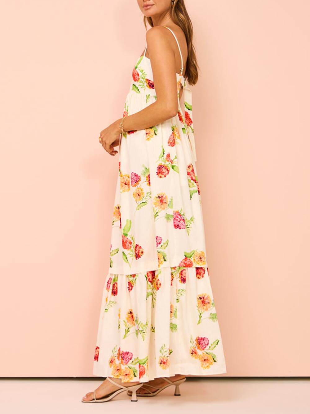 Unique Floral Print Halter Backless Extra Maxi Dress Newgew Dresses