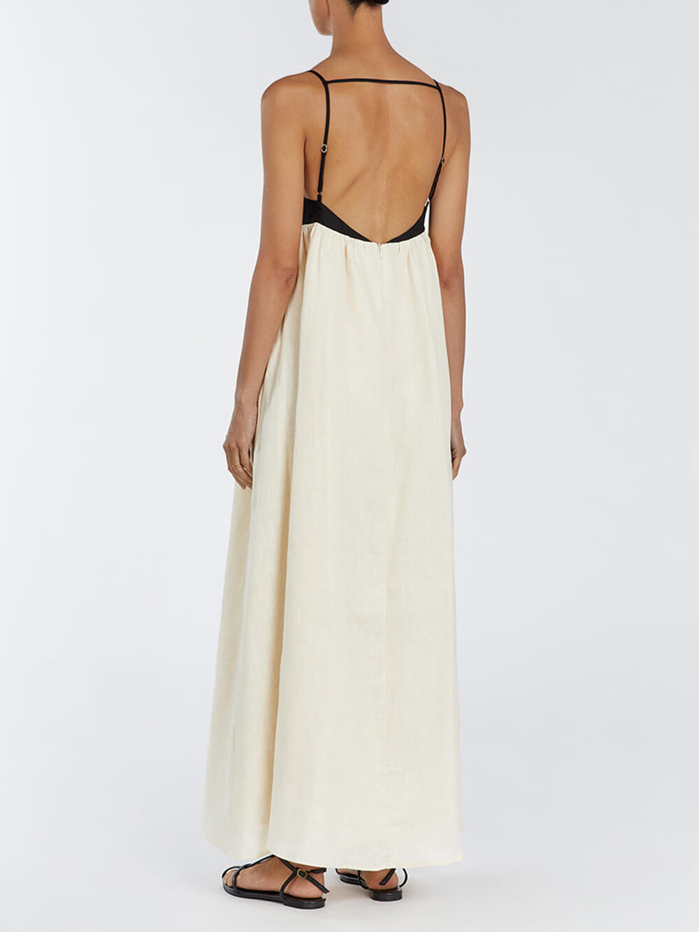 Loose Suspender Black And White Patchwork Maxi Dress Newgew Dresses