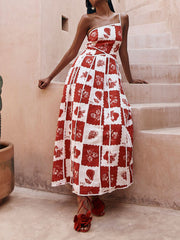 Floral Trim Unique Printed One Shoulder Flared Maxi Dress Newgew Dresses