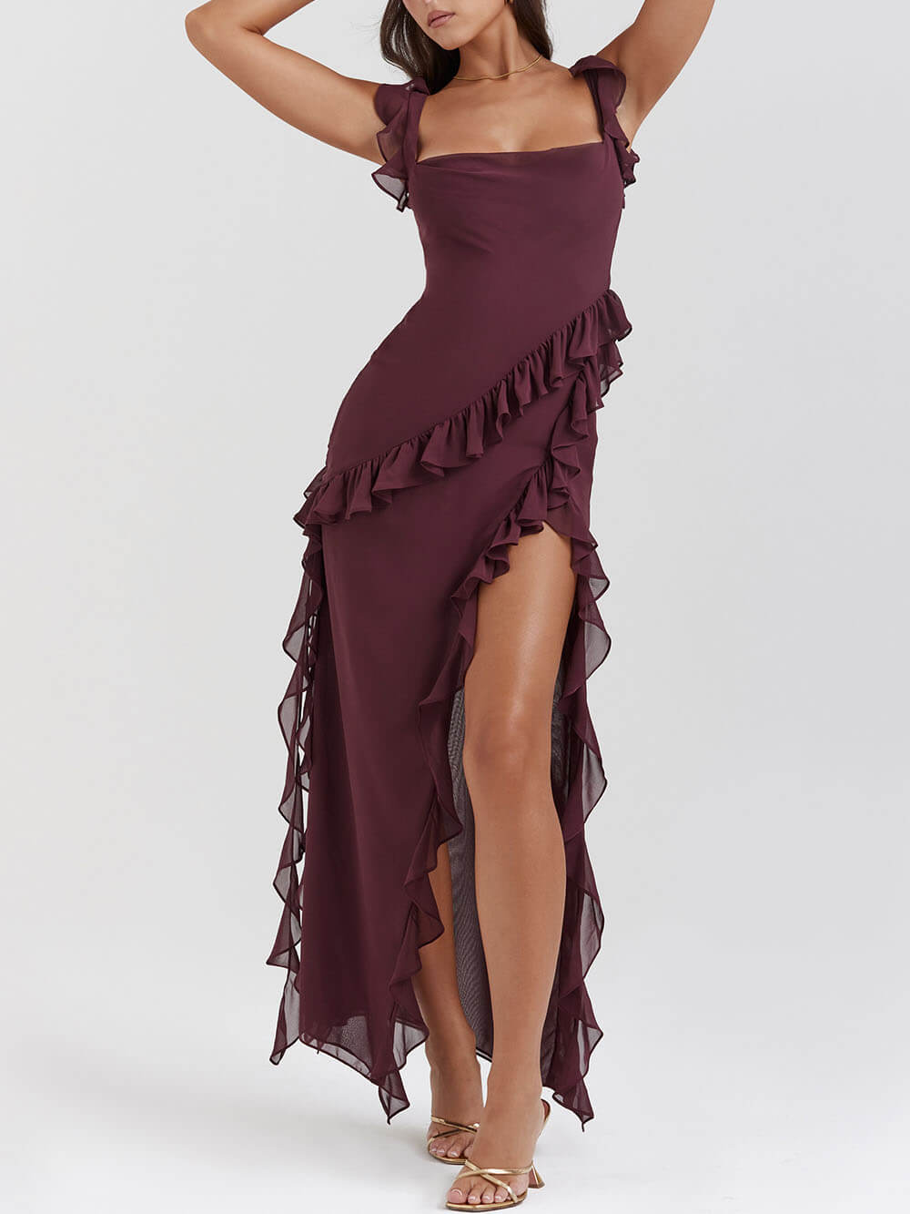 Mulberry Ruffle Maxi Dress Newgew Dresses