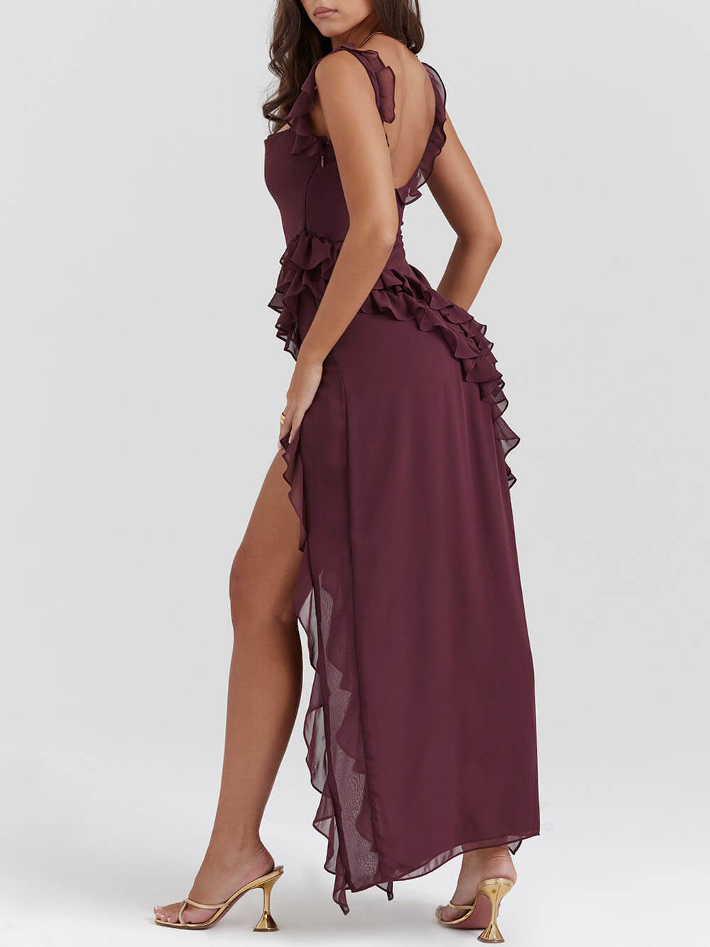 Mulberry Ruffle Maxi Dress Newgew Dresses