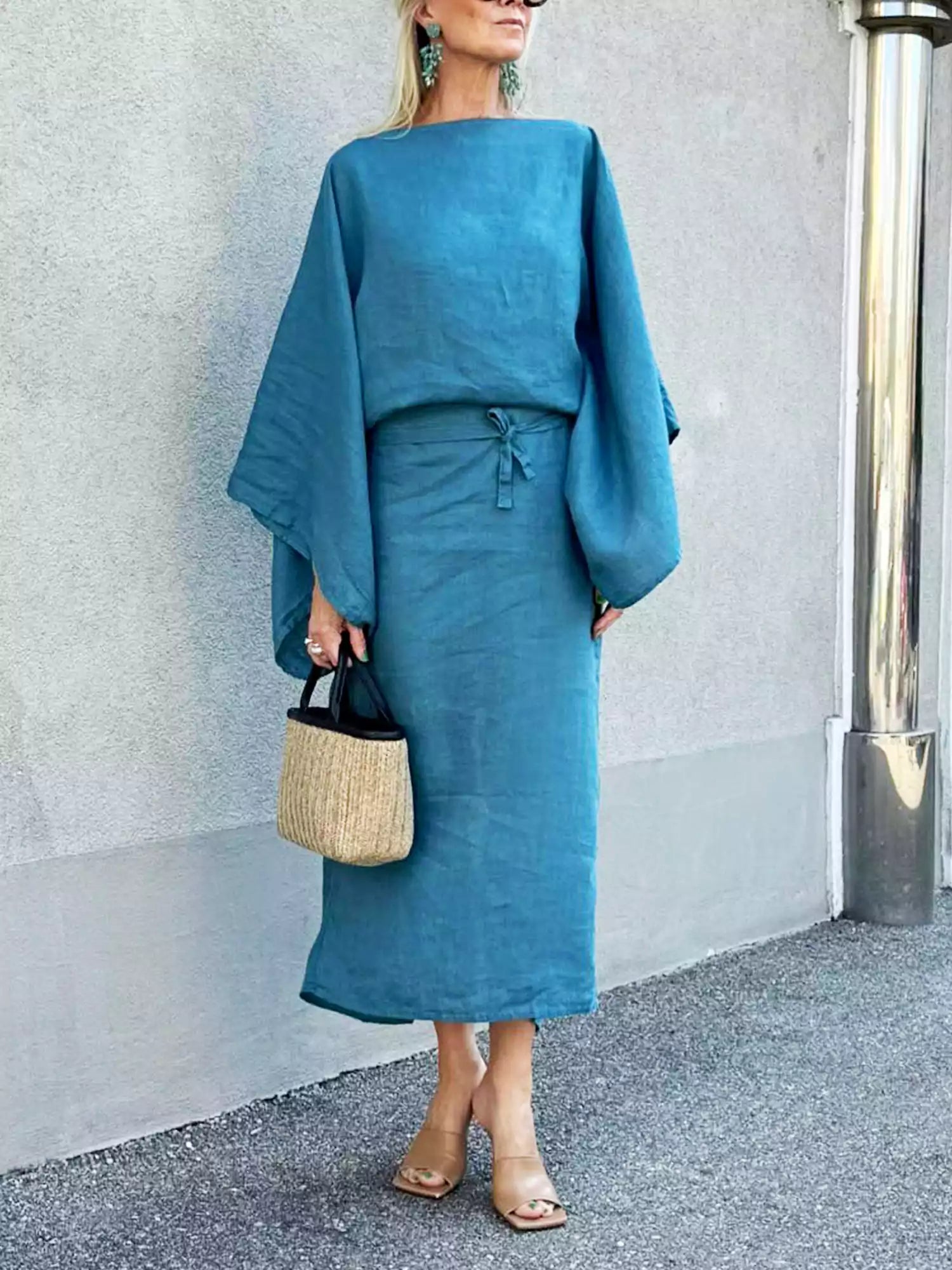 Crimson Linen Breeze Kimono Dress Newgew Dresses