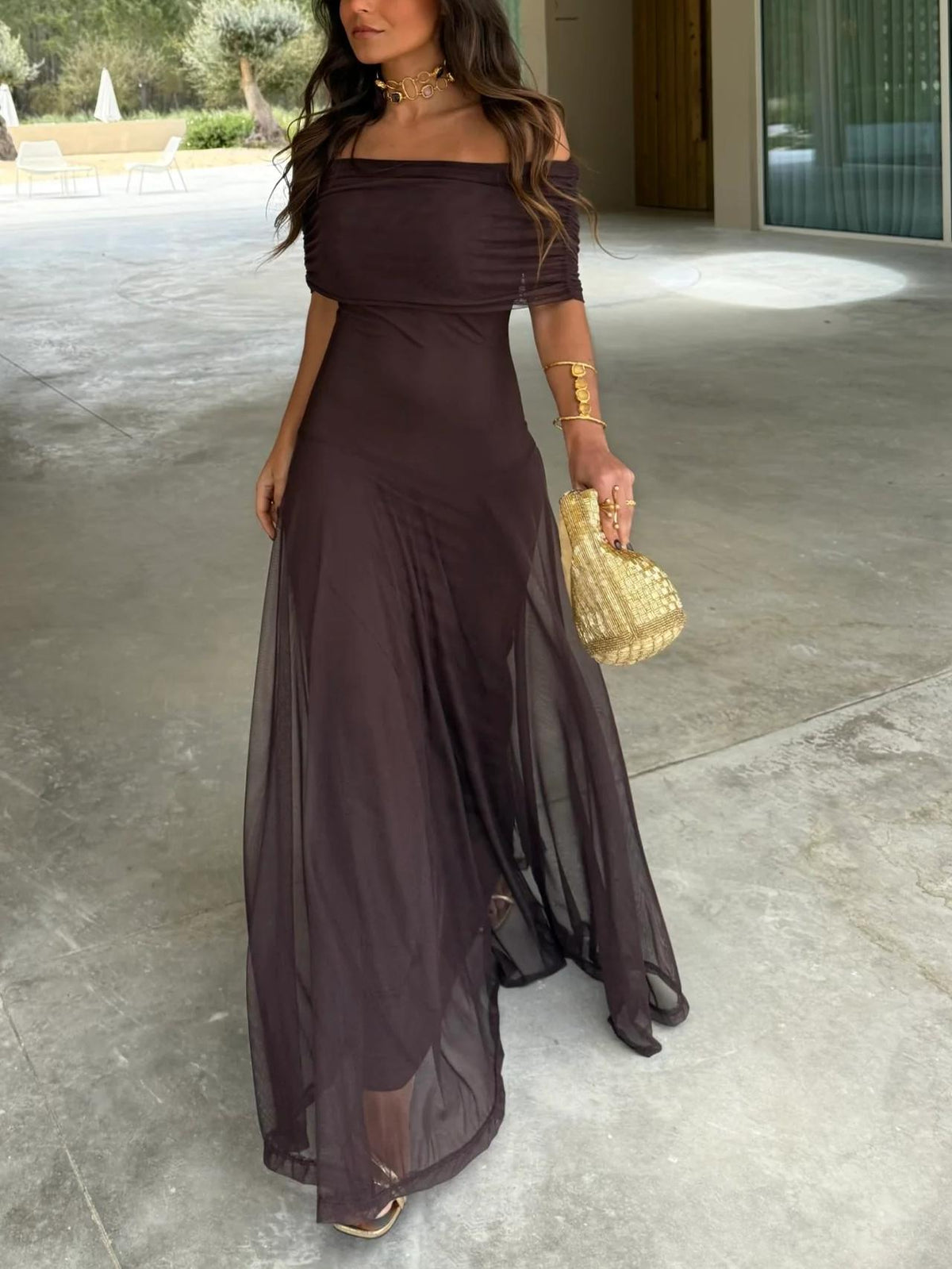 Toledo One Shoulder Mesh Maxi Dress Newgew Dresses