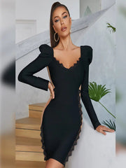 Fashionable Lace V-Neck Party Dress Newgew Dresses